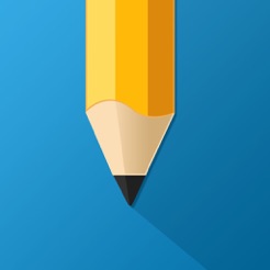My homework app logo, blue square with yellow sharpened pencil.