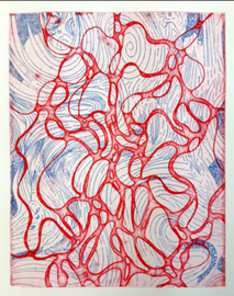 Imagined in vibrant hues and intricate lines, Neuro Echos aims to capture the complexity of the human brain in abstract forms intertwined with delicate line work. Each stroke represents the intricate web of memories and actions that define our existence. Thin swirling patterns symbolize the dynamic nature of our thoughts, while subtle circles evoke the intricate ways the brain holds information. Through this composition, the artwork illustrates the profound connection between our memories and actions, highl